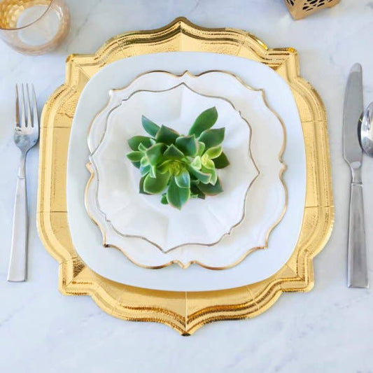 Matte Gold Charger Plates, Paper | EnFete Party