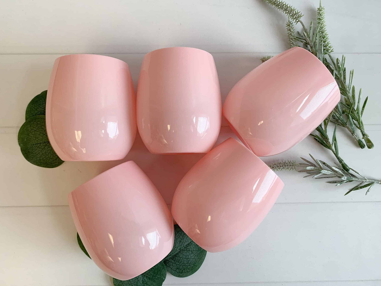 Pink Stemless Plastic Wine Glasses - Bridal Shower & Party Drinkware