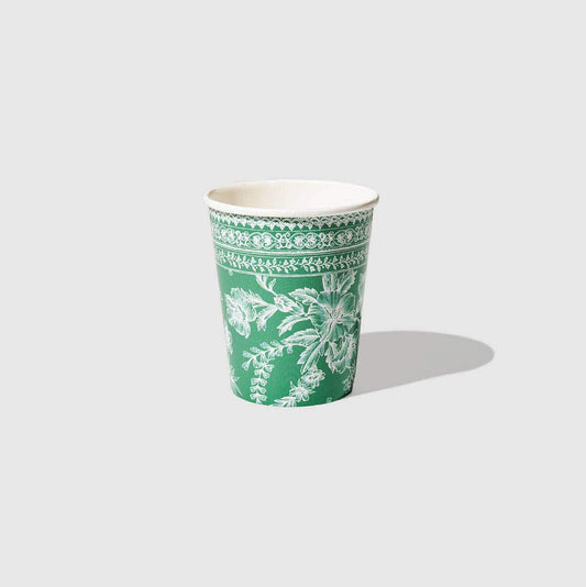 Emerald Green Toile Paper Party Cups | EnFete Party