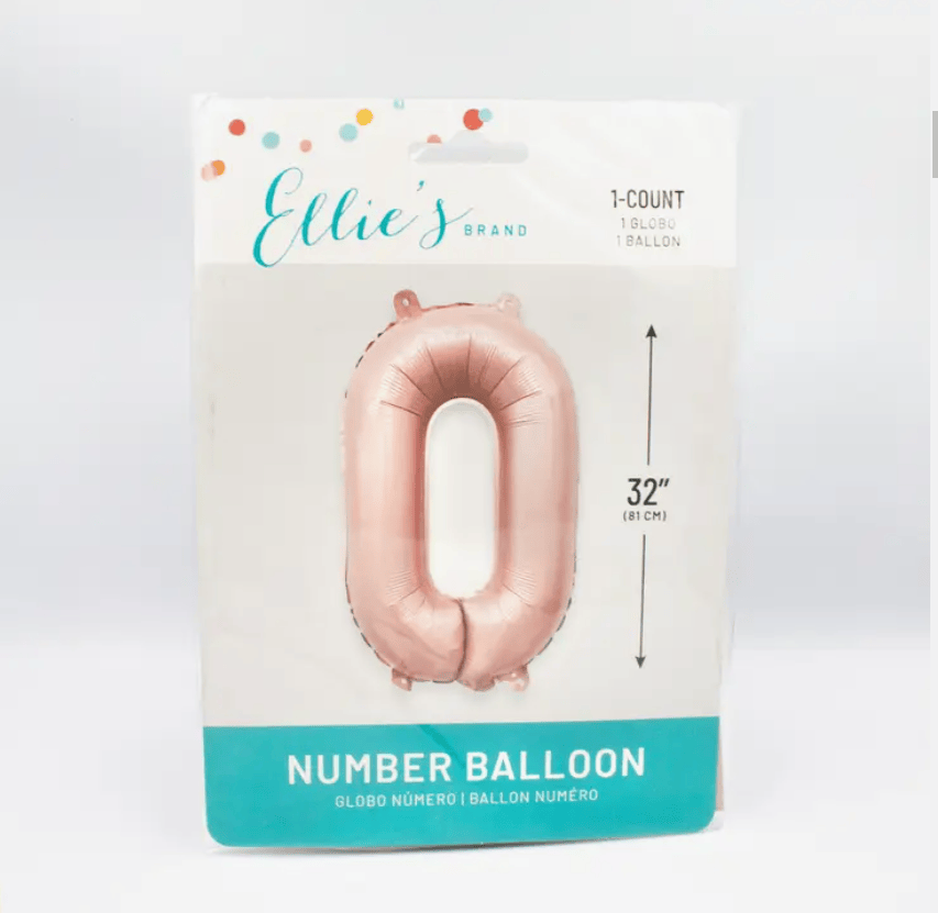 Matte Blush Pink Number 0 Balloon - 32 Inch Foil Mylar Birthday Party Decoration | EnFete Party