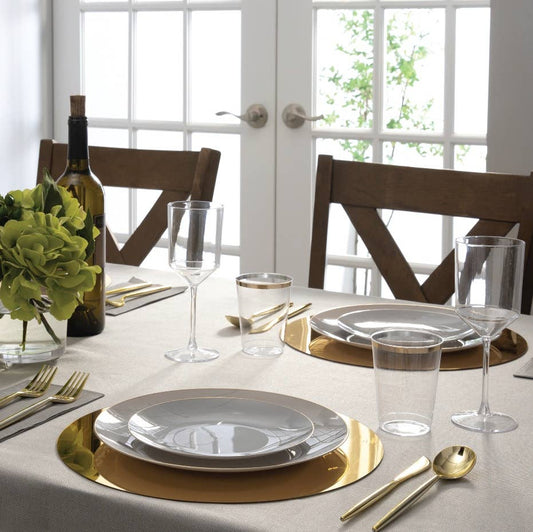 Grey with Gold Dessert Plates - Plastic | EnFete Party