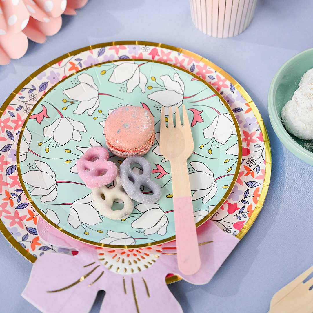 Floral Party Plates Large 9 Inch - Baby Shower Plates, 10 Pack | EnFete Party