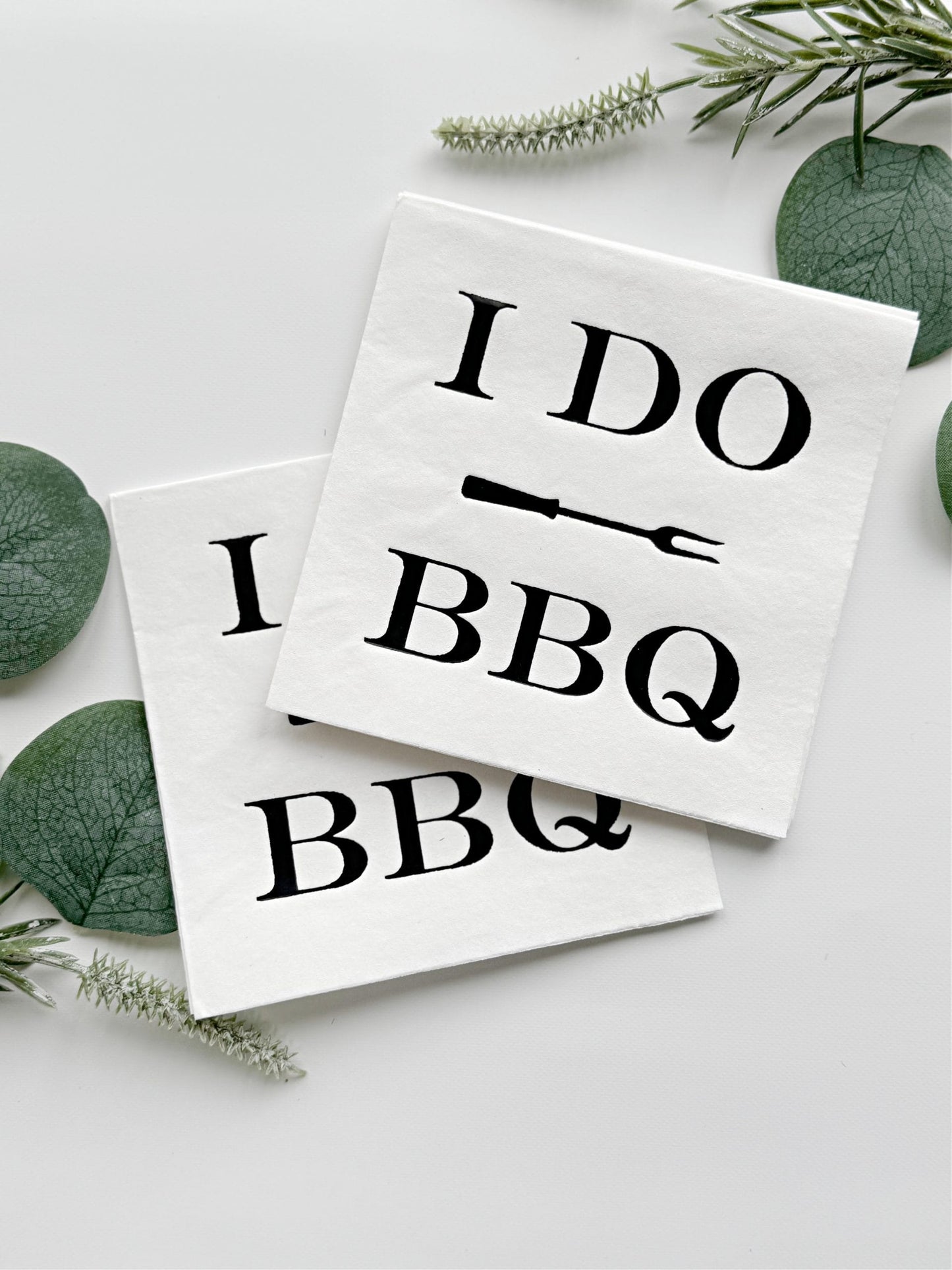 I Do BBQ Napkins Matte Black Foil - Wedding Rehearsal Dinner Cocktail Napkins Set of 16 | EnFete Party