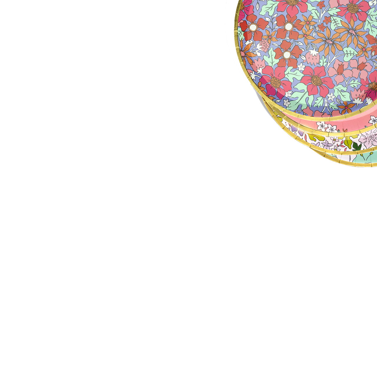 Floral Dessert Plates Small 7.25 Inch - Baby Shower Plates, 10 Pack