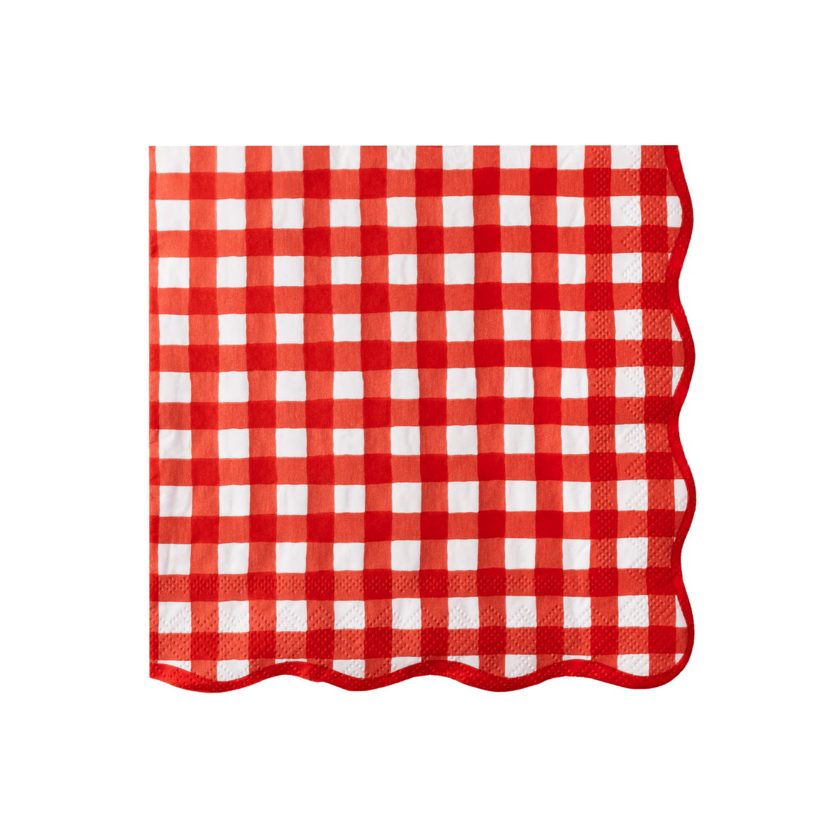 Red and white checkered napkin on a white background
