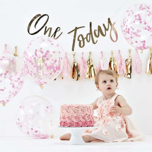 One Today1st birthday party in a box for a girl pink