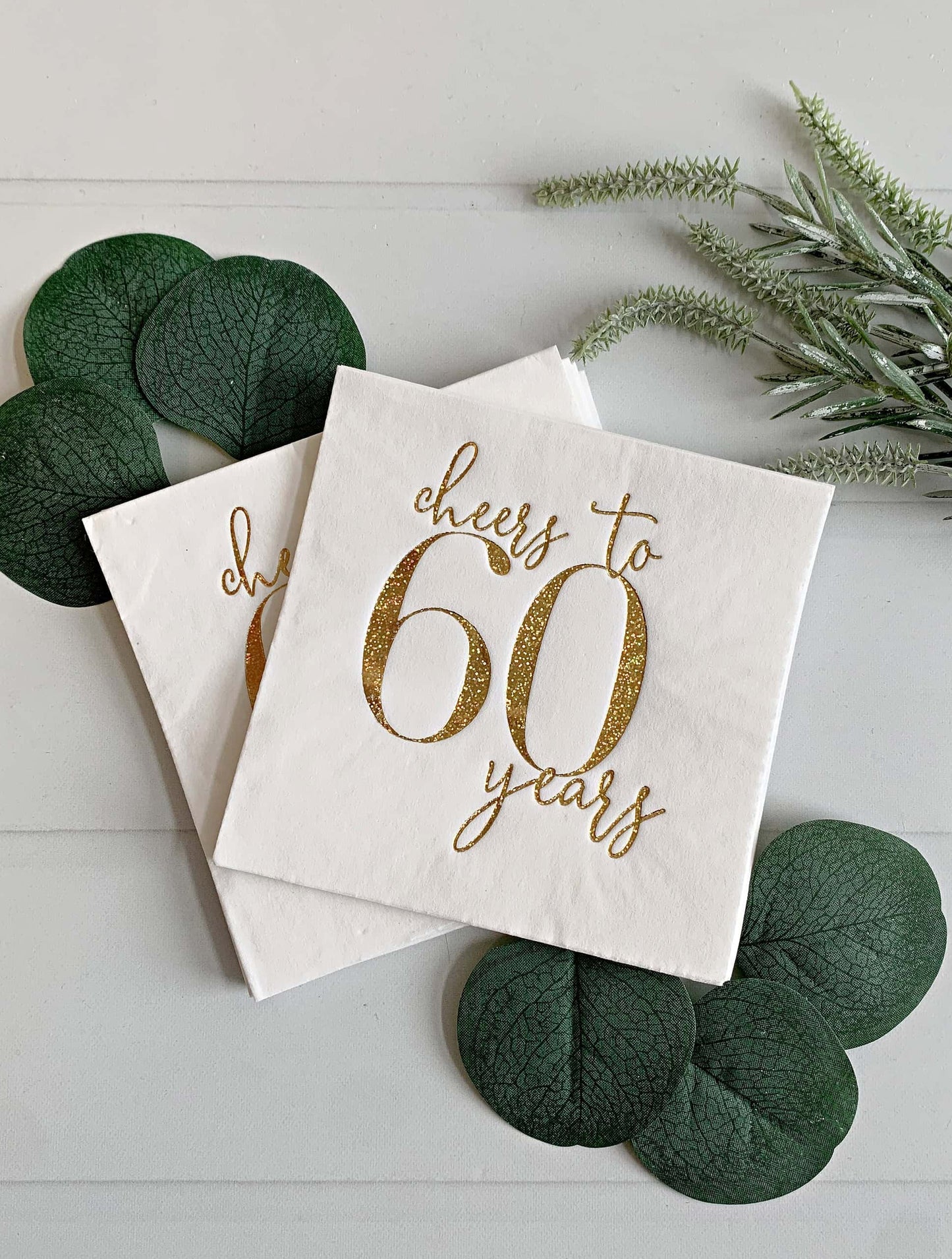 Cheers to 60 Years Napkins - Gold Sparkle