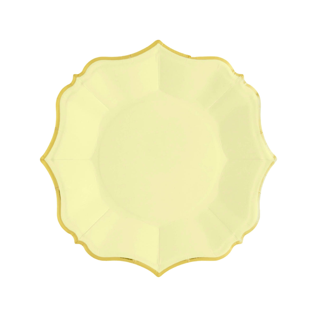 Canary Yellow Dessert Plates Gold Foil Edge - Birthday Party Bridal Shower Plates Set of 8 | EnFete Party