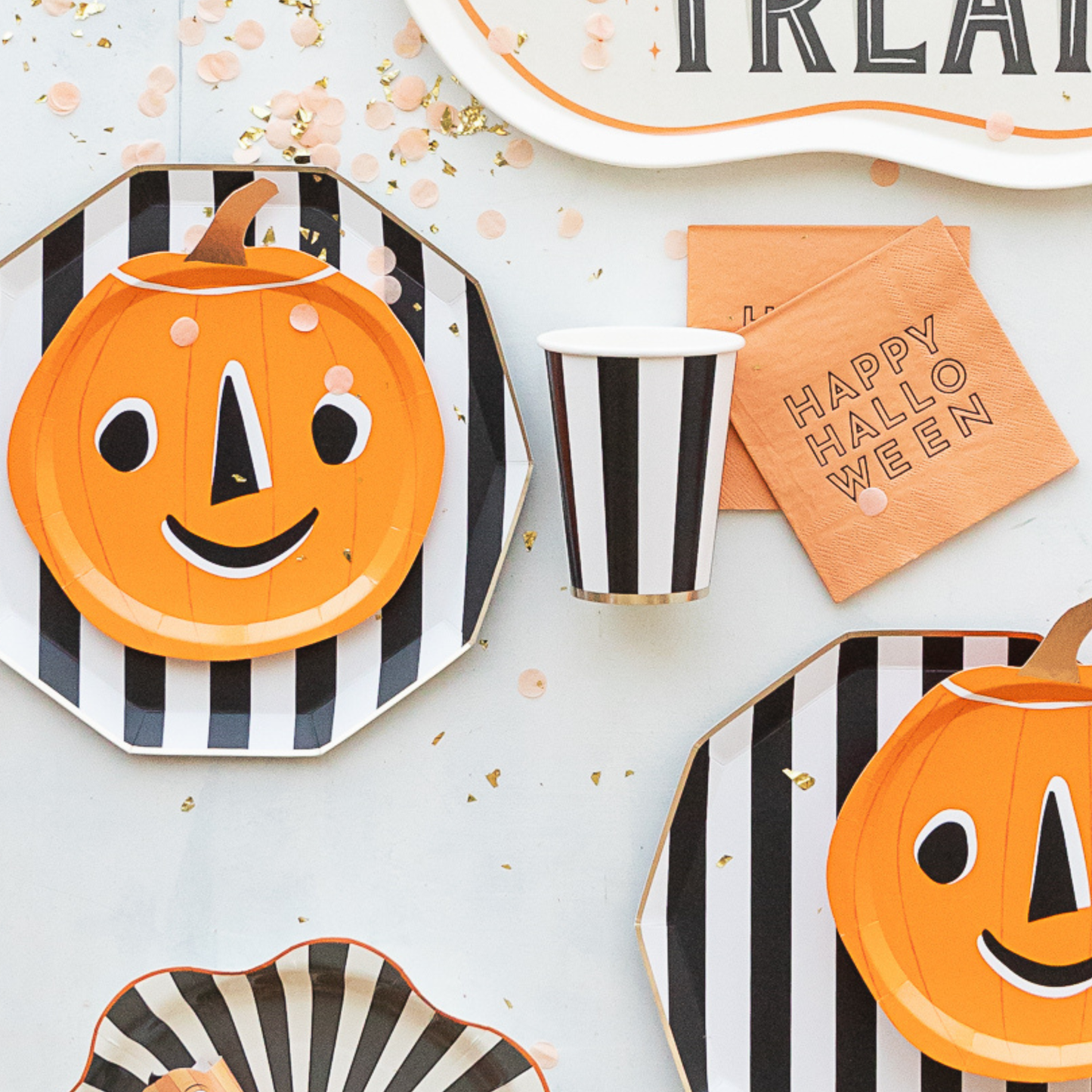 Black Noir Cabana Stripe Party Cups - Elegant 12oz Paper Cups