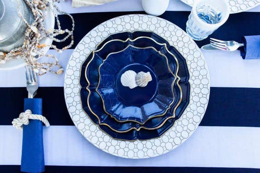 Navy Luncheon Plates with Gold Edge