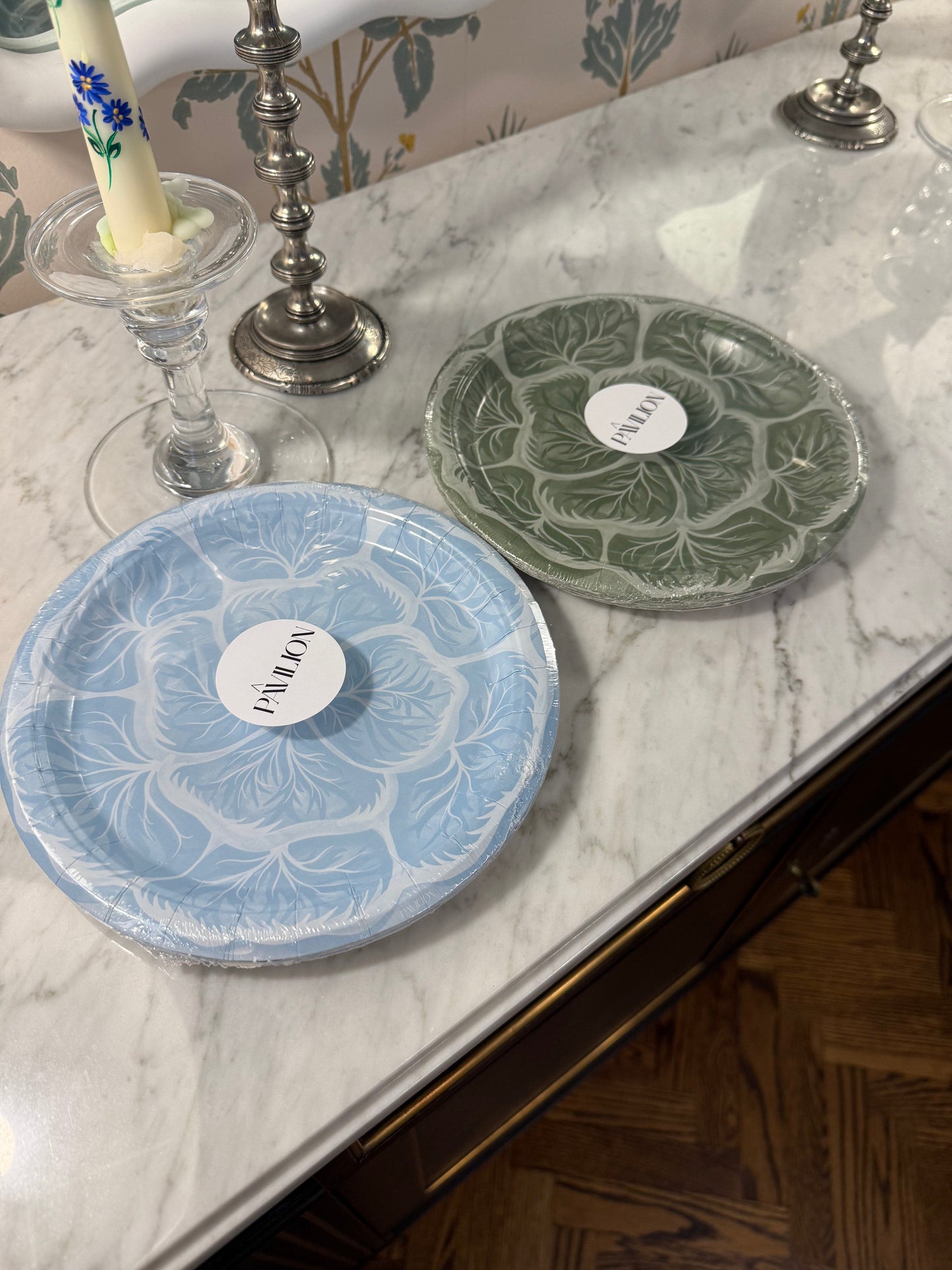 Bunny Green Melissa's Garden Cabbage Salad and Dessert Plates - 8 pack | EnFete Party