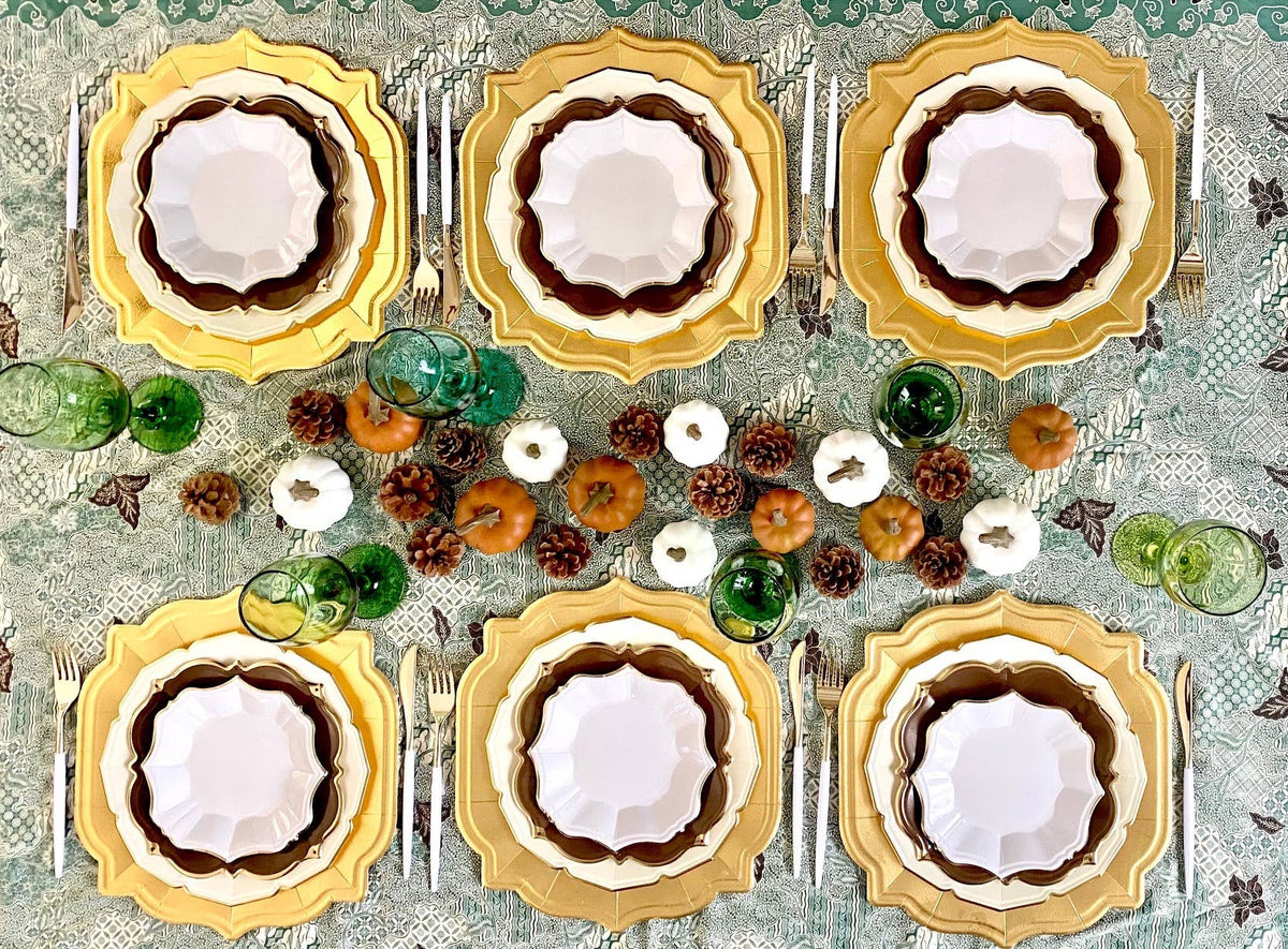 Brown Scalloped Lunch Plates | EnFete Party