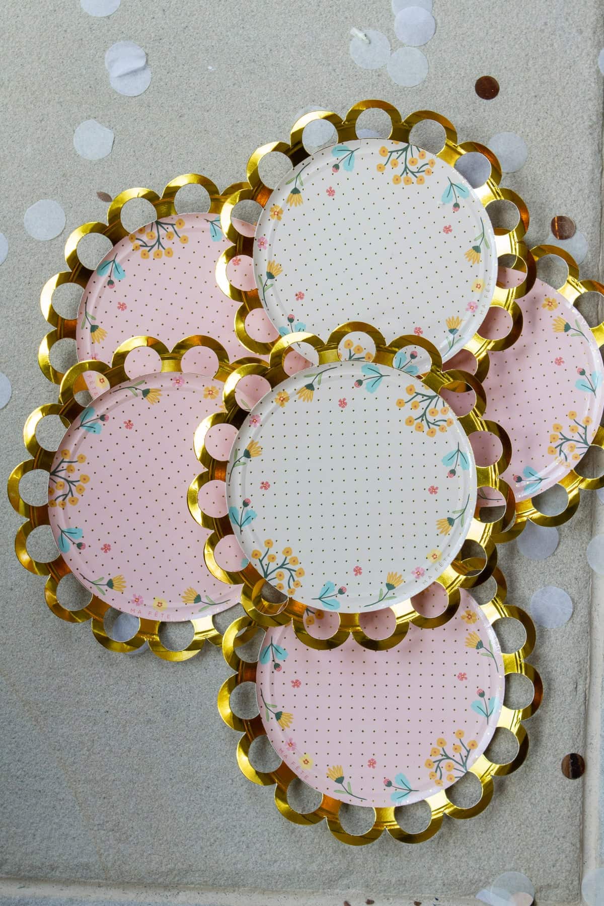Tea Party Dessert Plates - Pink & Beige