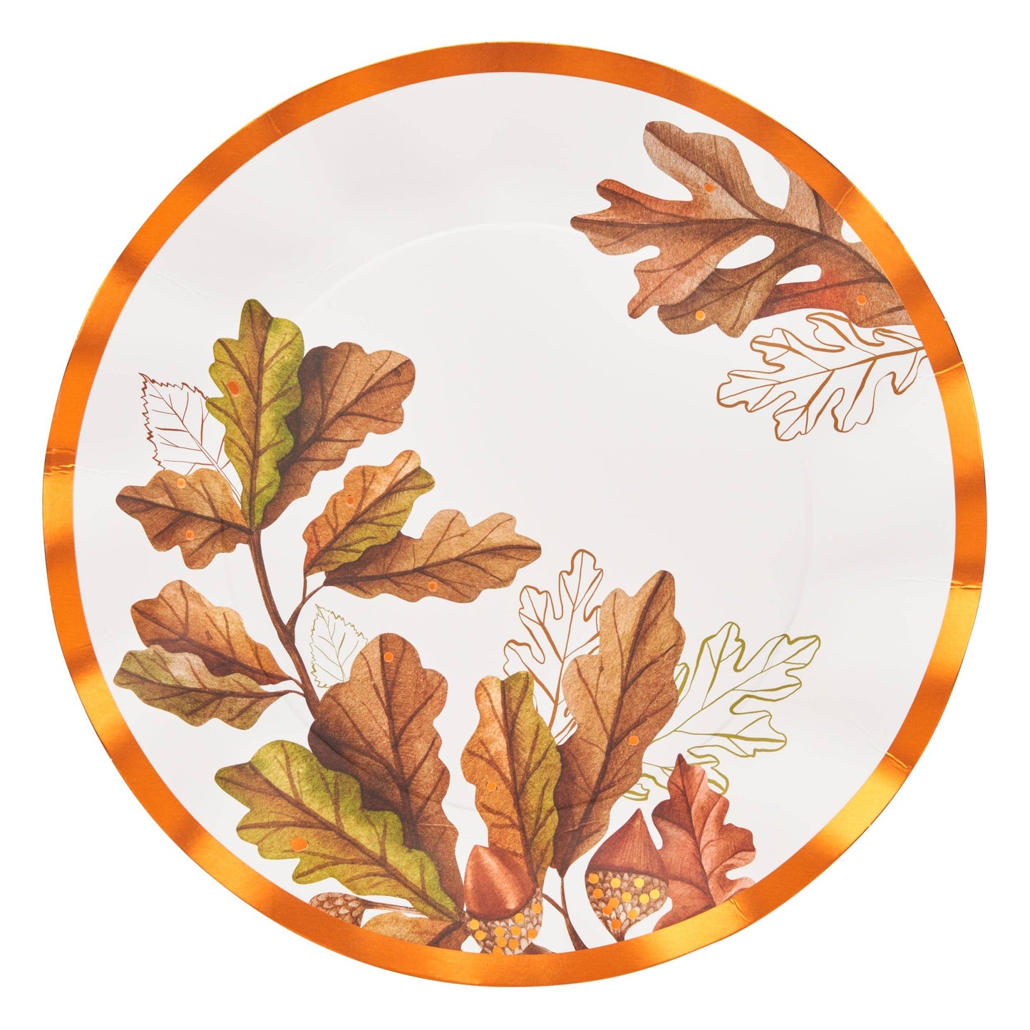 Fall Acorn and Oak Paper Dinner Plates