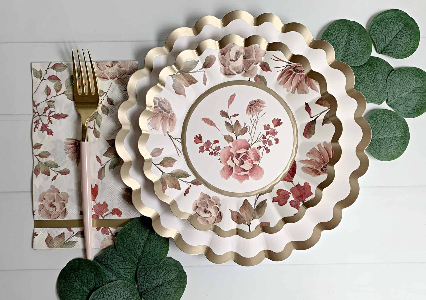 Moody Fall Floral Salad Plates - Set of 8