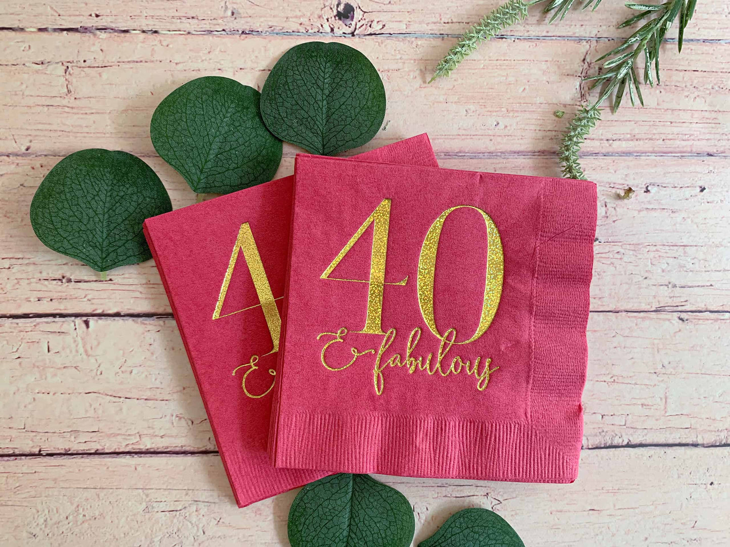 40 & Fabulous Cocktail Napkins - Hot Pink