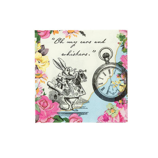 Alice in Wonderland Cocktail Napkins - Tea Party Beverage Napkins | 20 Pack | EnFete Party