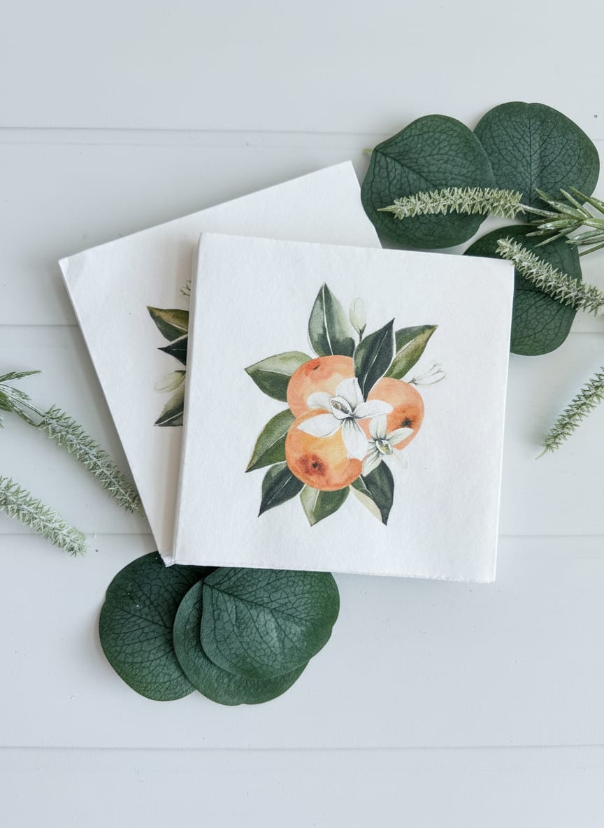 Orange Blossom Cocktail Napkins Slight Misprint - Set of 16 | EnFete Party