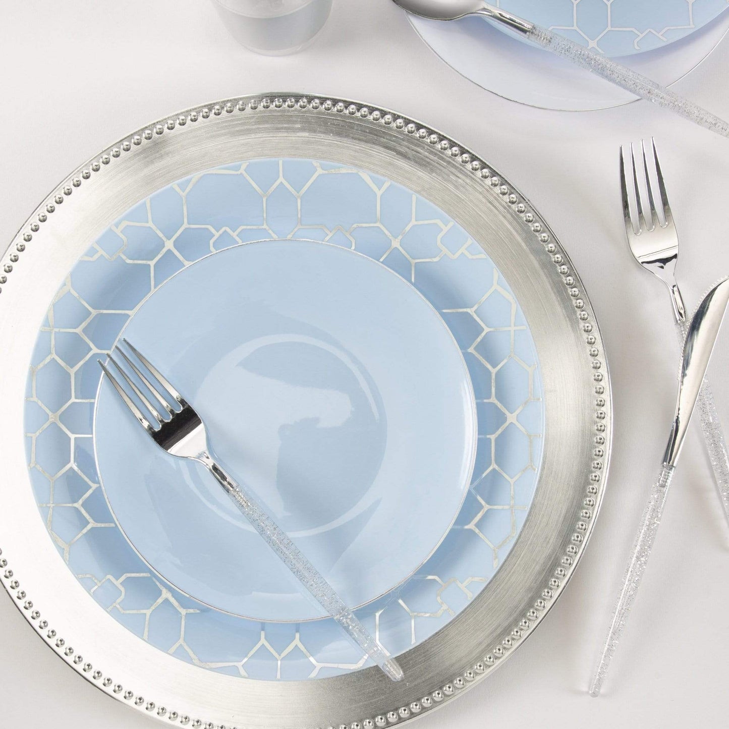 Ice Blue Dessert Plates - Plastic