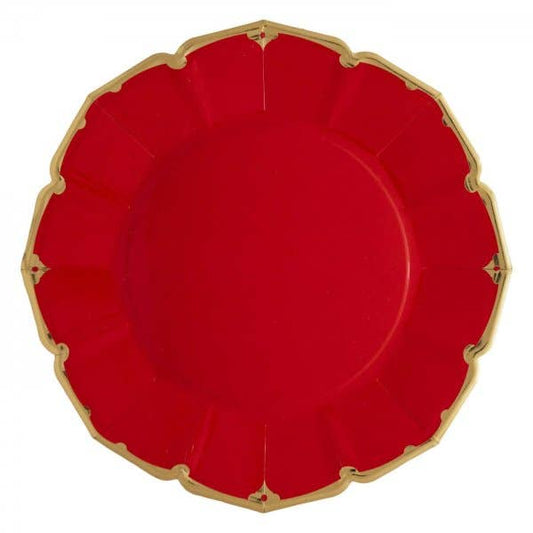 Red Scalloped Dinner Plates | EnFete Party