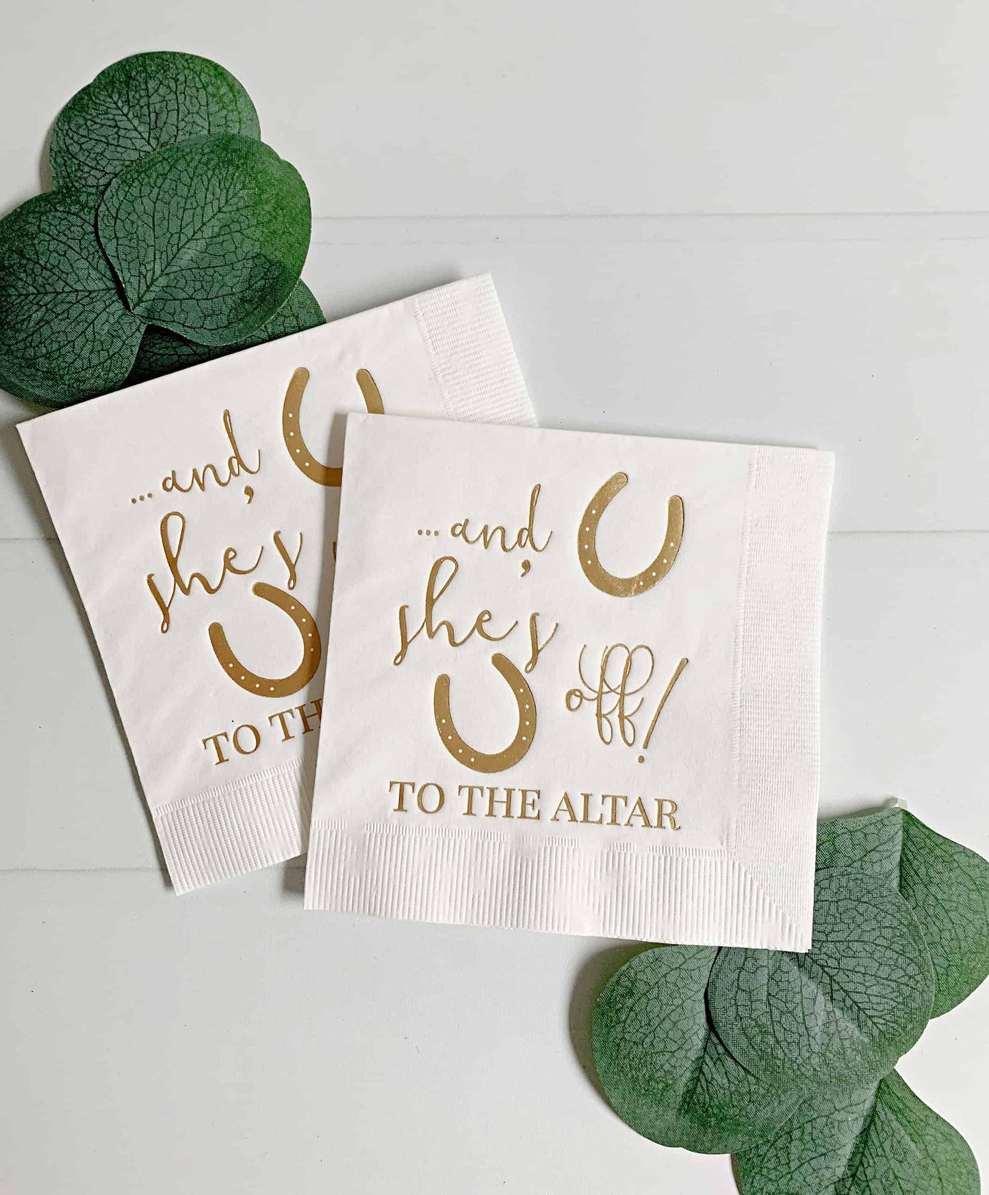 And She's Off to the Altar Derby Cocktail Napkins - White