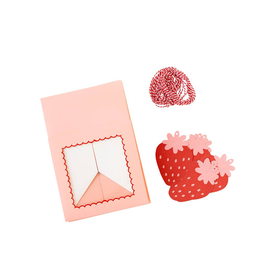Strawberry Cookie Treat Boxes with Tags & Twine (Set of 6)
