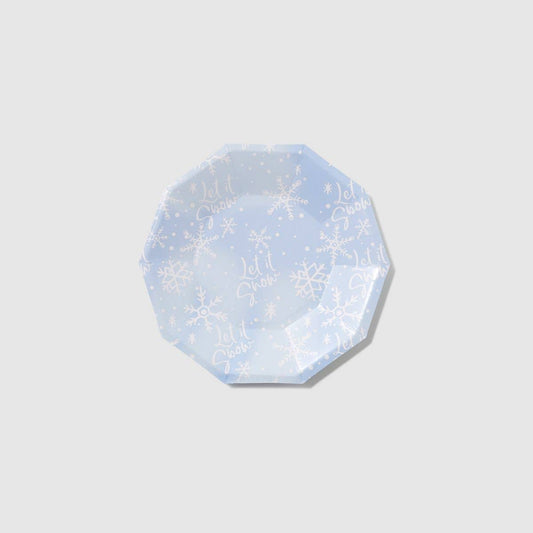 Let It Snow Dessert Plates - Baby Blue and White | EnFete Party