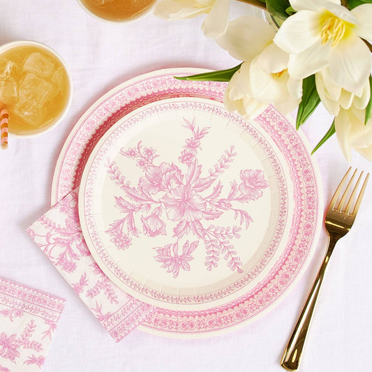Pink Toile Small Plates (10 per pack) | EnFete Party