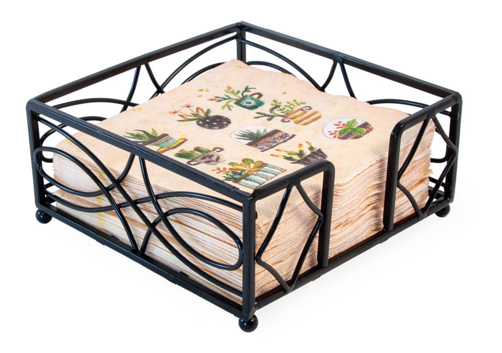Black Wave Cocktail Napkin Caddy | EnFete Party