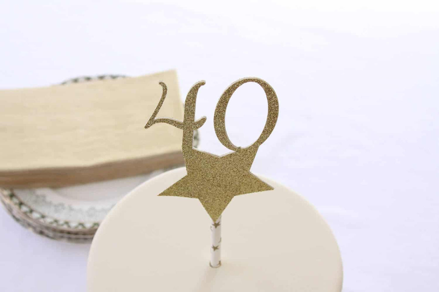 40th Birthday Gold Star Cake Topper