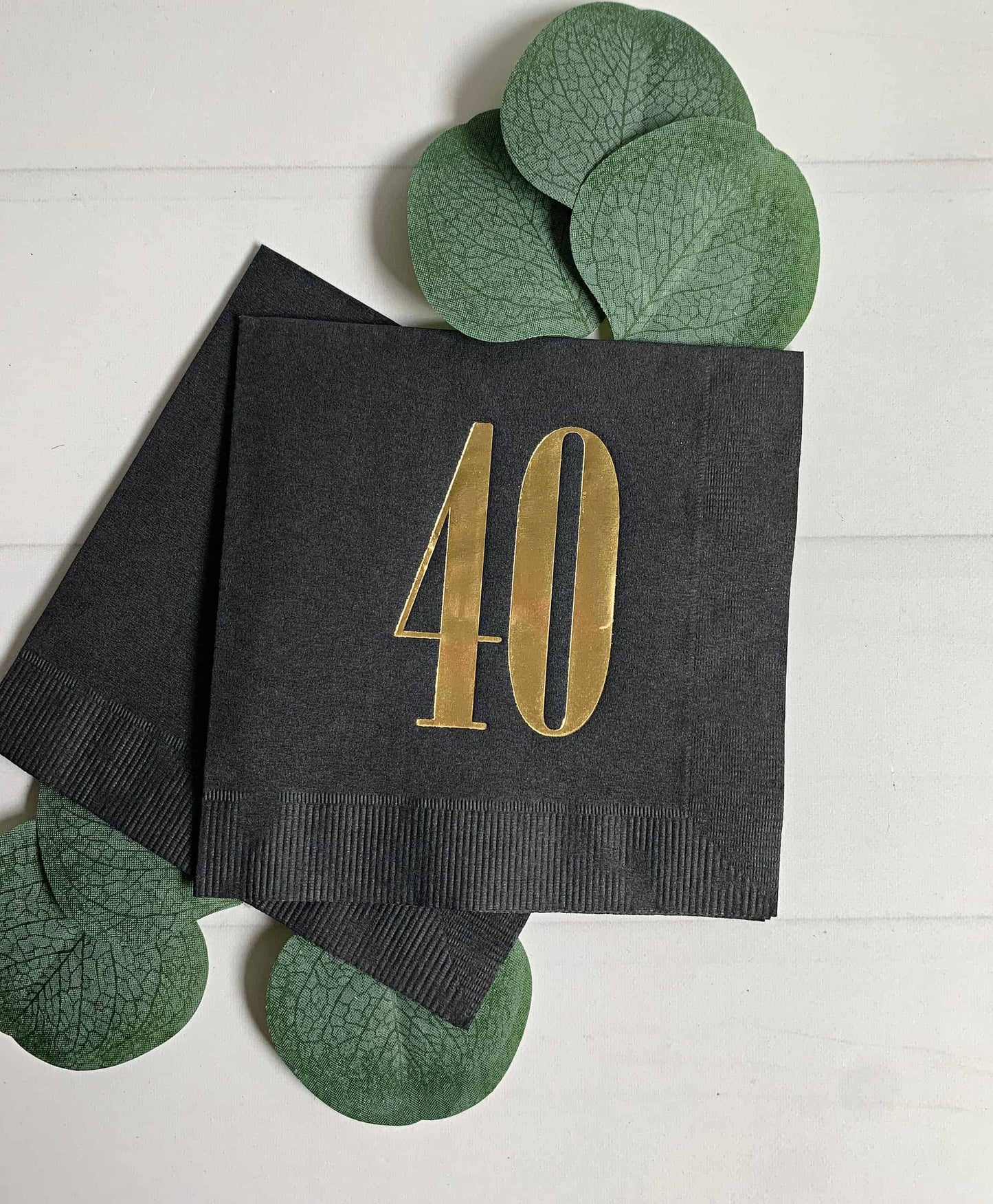 Forty Gold on Black Cocktail Napkins