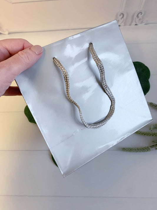 Silver Gloss Gift Bags 6.5 x 3.5 x 6.5 - Set of 10