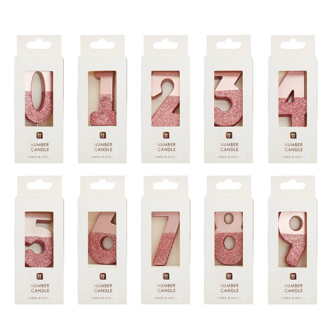 Number 7 Birthday Candle - Rose Gold Glitter | Cake Topper | EnFete Party