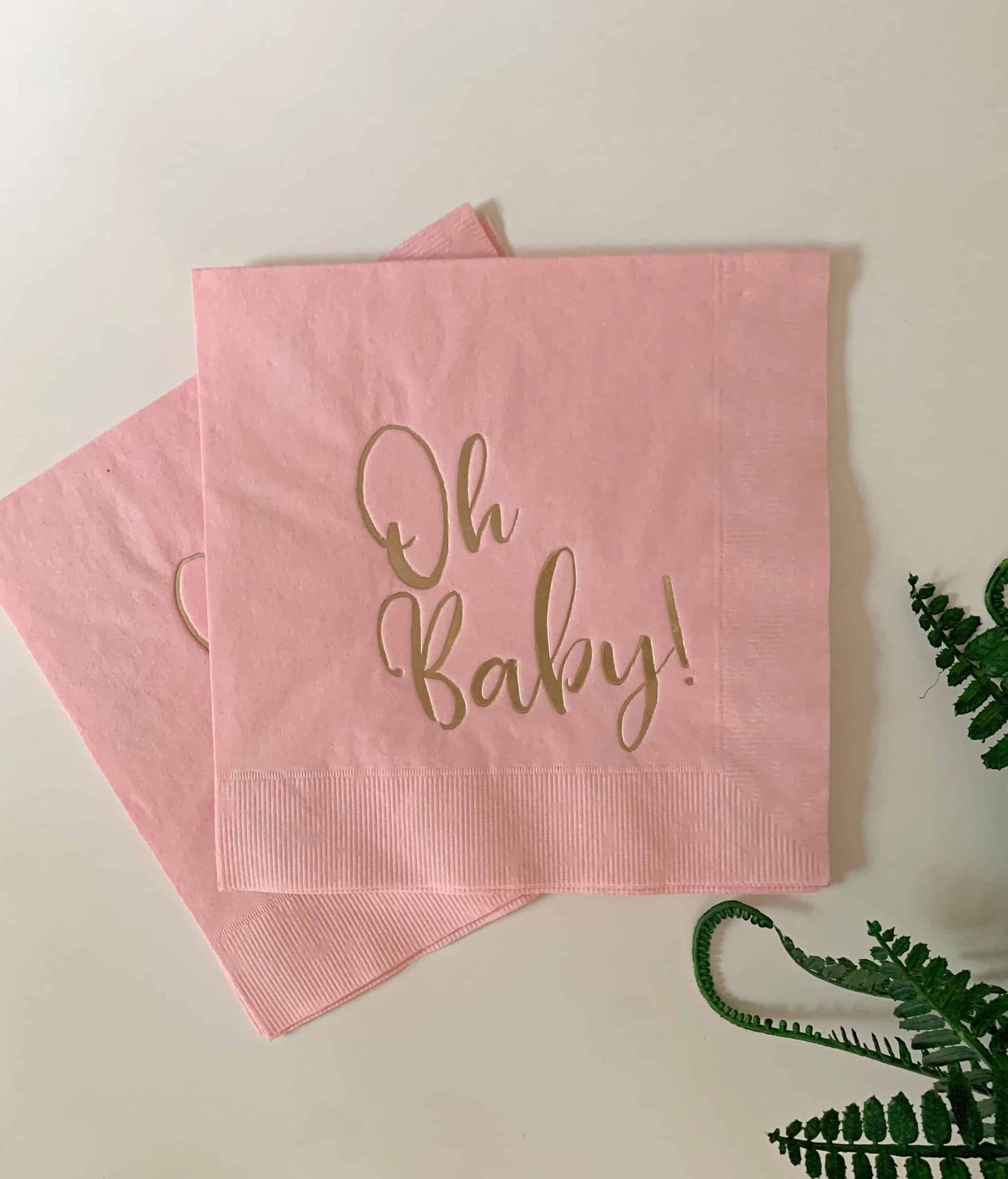 Oh Baby Napkins, Luncheon Gold on Pink