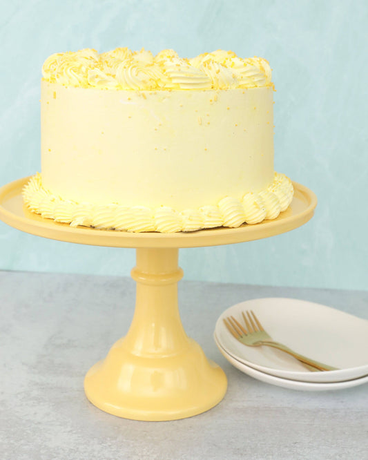 Daisy Yellow Melamine Cake Stand - 11 Inch Reusable | EnFete Party