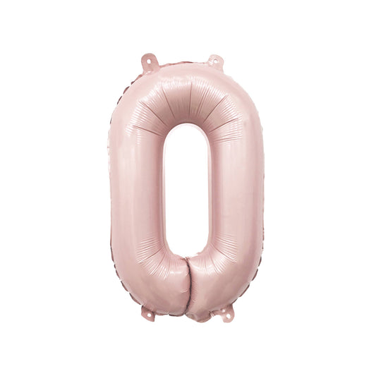 Matte Blush Pink Number 0 Balloon - 32 Inch Foil Mylar Birthday Party Decoration | EnFete Party