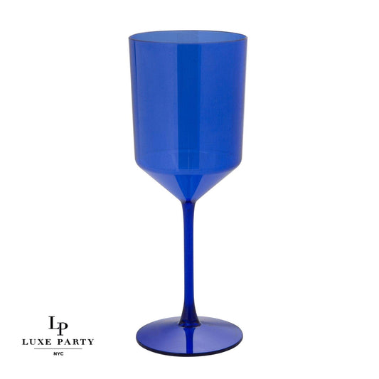 Blue wine glass on a white background with 'Luxe Party NYC' branding.
