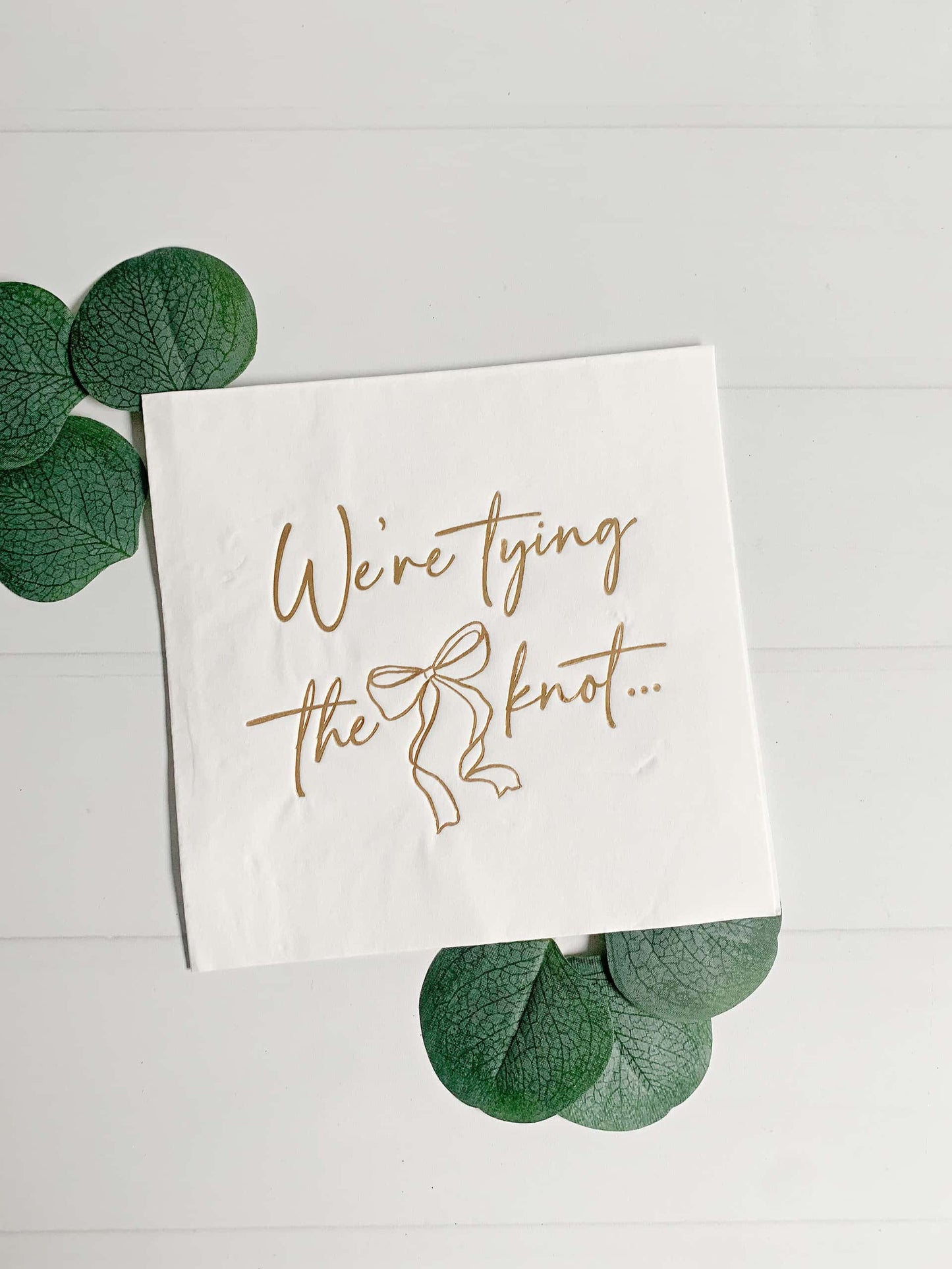 We're Tying the Knot Luncheon Napkins - Gold