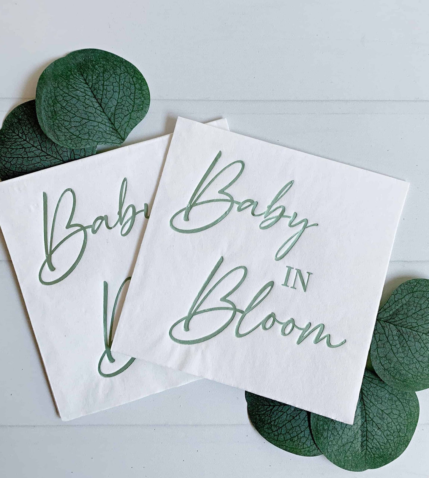 Baby in Bloom - Sage Baby Shower Cocktail Napkins