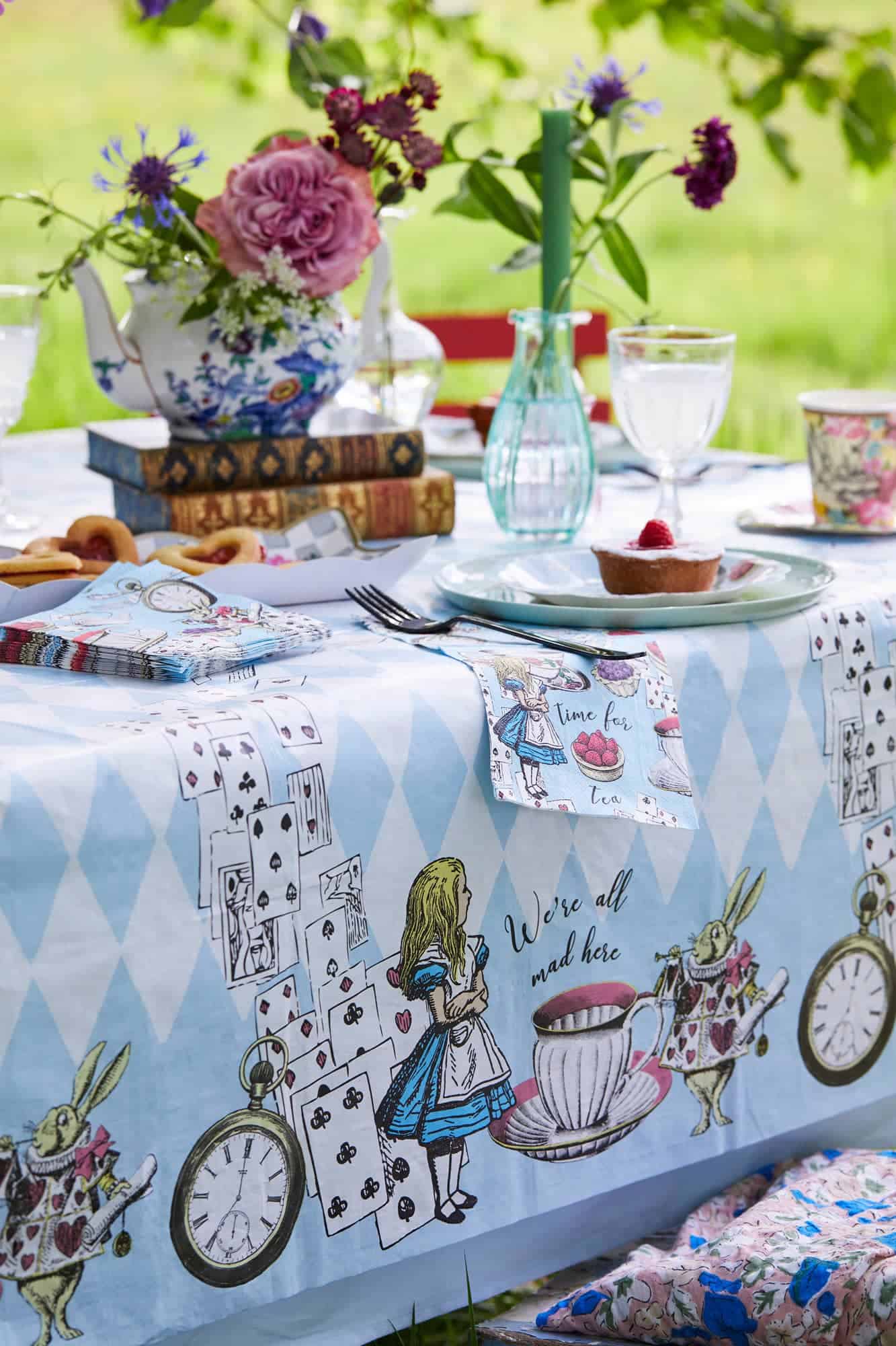 Blue Alice in Wonderland Tablecloth