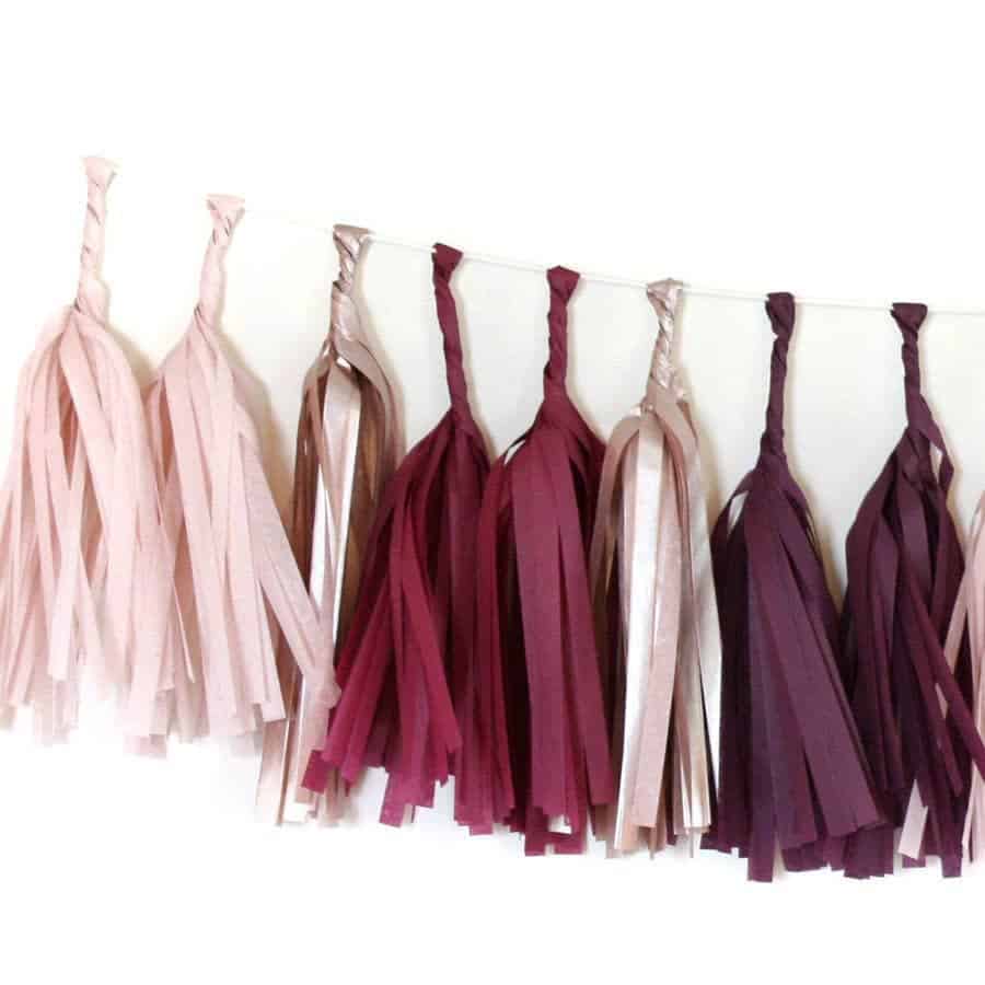 Burgundy, Blush & Rose Gold Tassel Garland