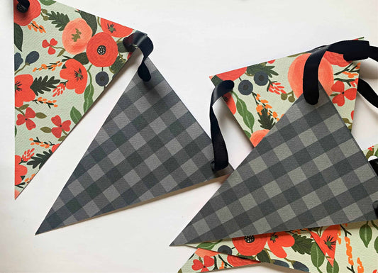 Derby Floral & Gingham Banner – Tea Party, Bridal Shower & Kentucky Derby Decor