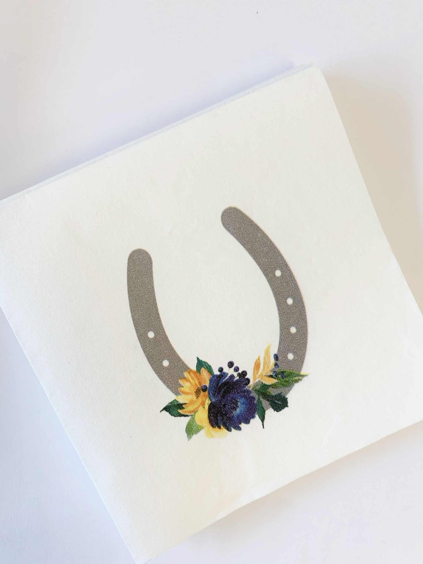Kentucky Derby 2021 Cocktail Napkins with Navy and Yellow roses, perfect for a Derby Bridal Shower Elevate your Kentucky Derby party with EnFete's original and elegant Kentucky Derby napkins. Add sophistication to your celebration. #KentuckyDerby #ElegantNapkins #EnFete.