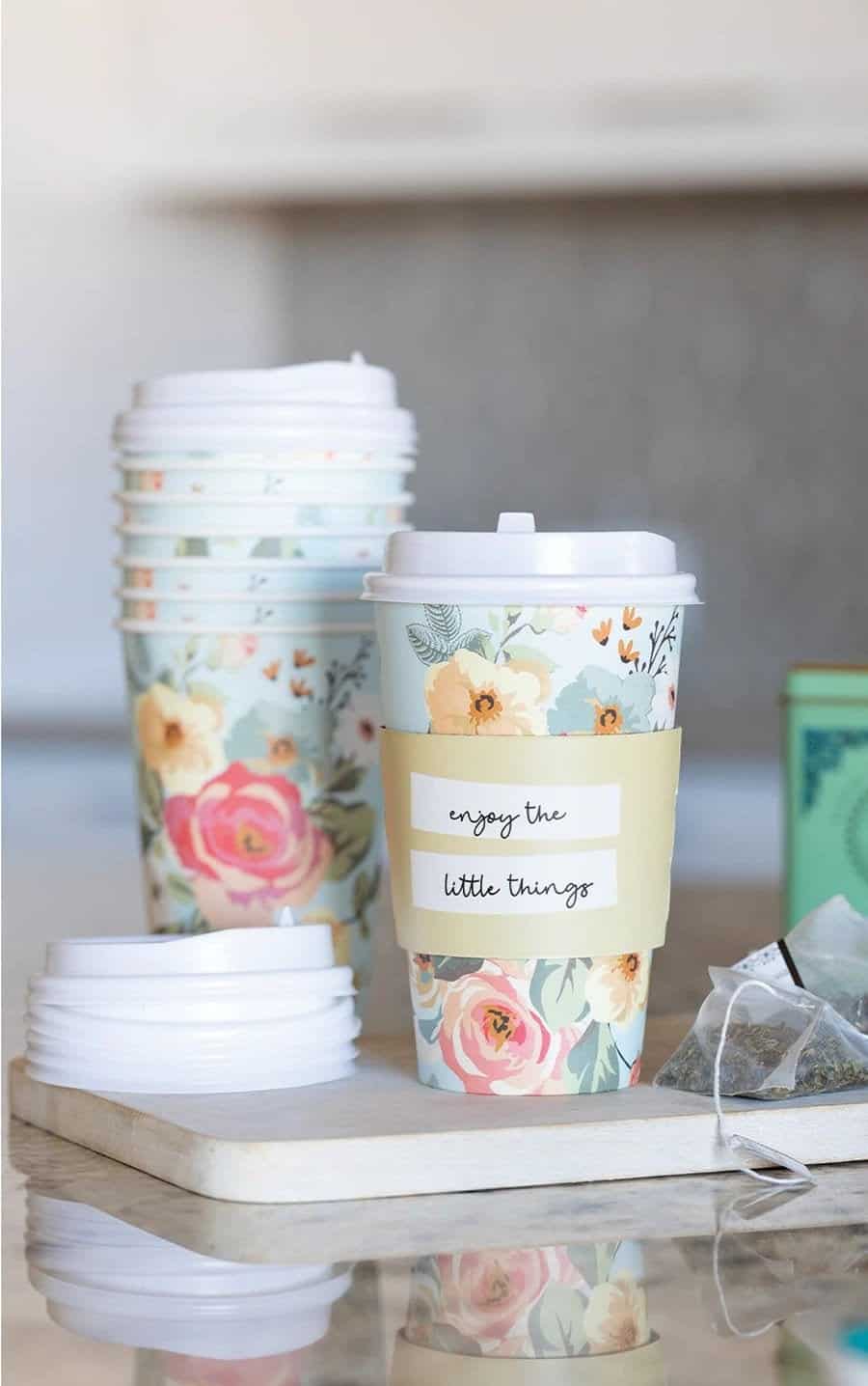 Floral Paper Coffee Cups