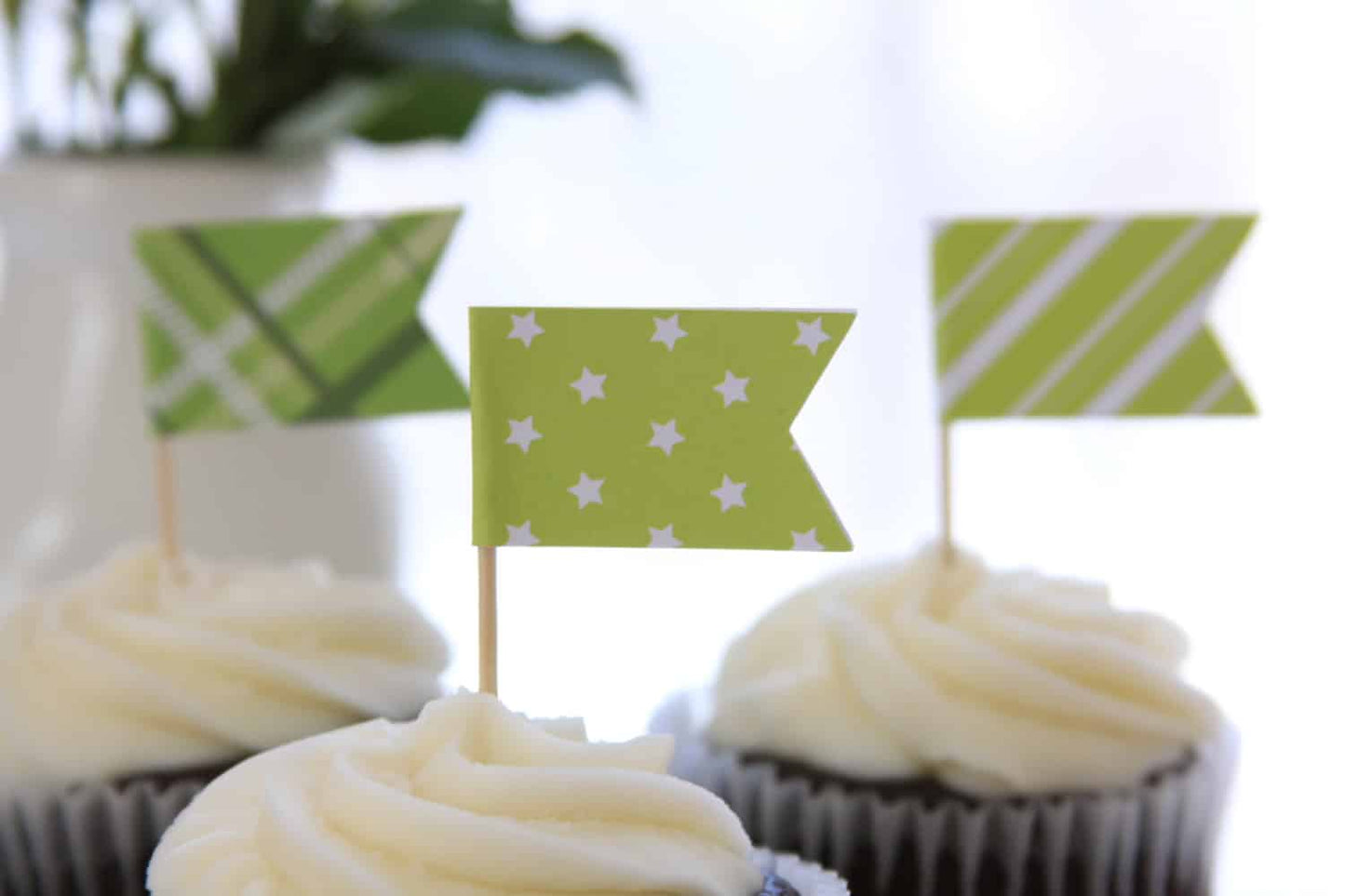 Easter Green Star Cupcake Toppers