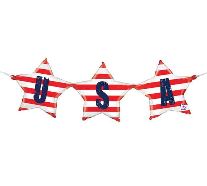 USA Red White and Blue Stars Balloon Banner