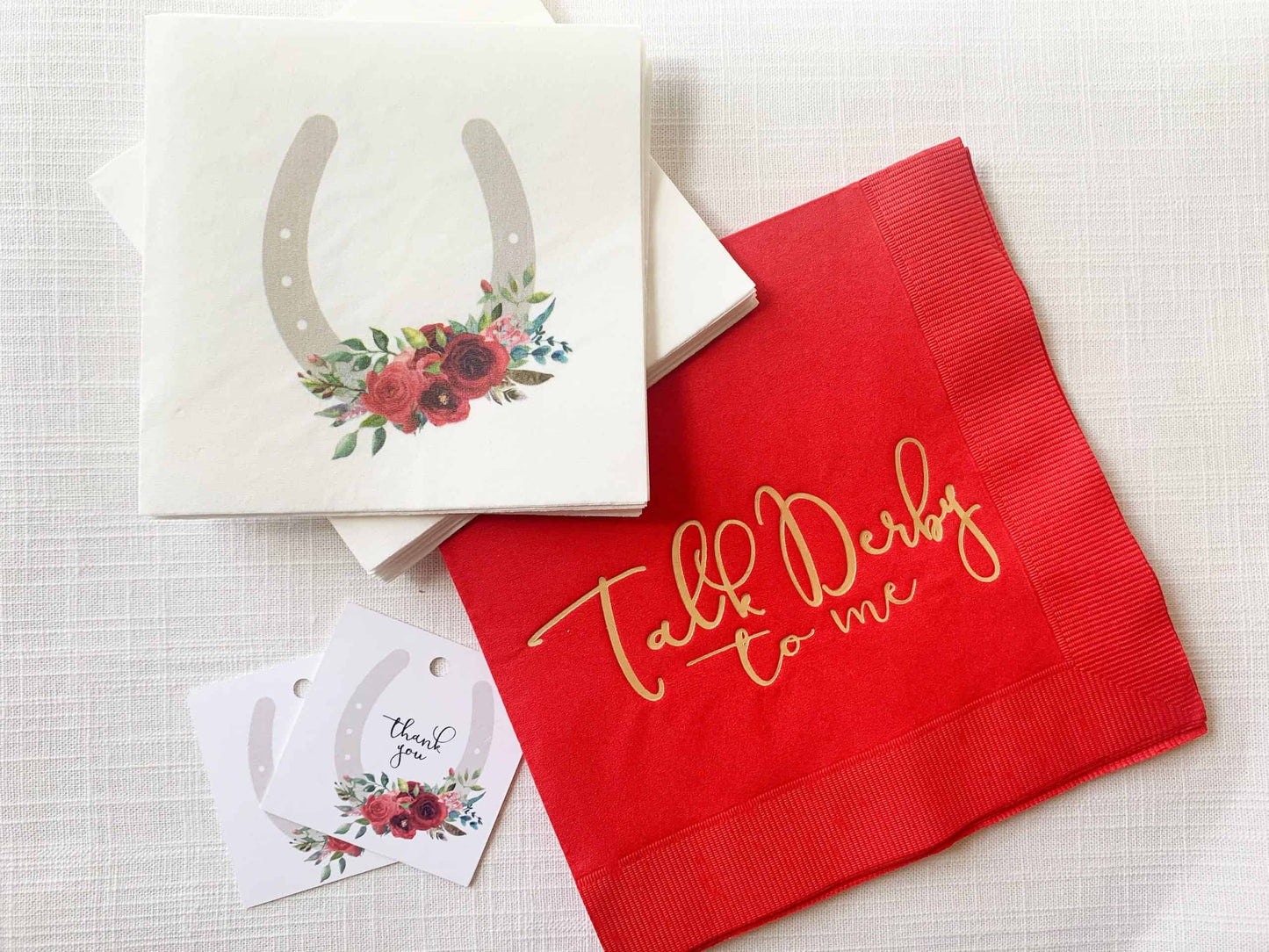Elevate your Kentucky Derby party with EnFete's original and elegant Kentucky Derby napkins. Add sophistication to your celebration. #KentuckyDerby #ElegantNapkins #EnFete.