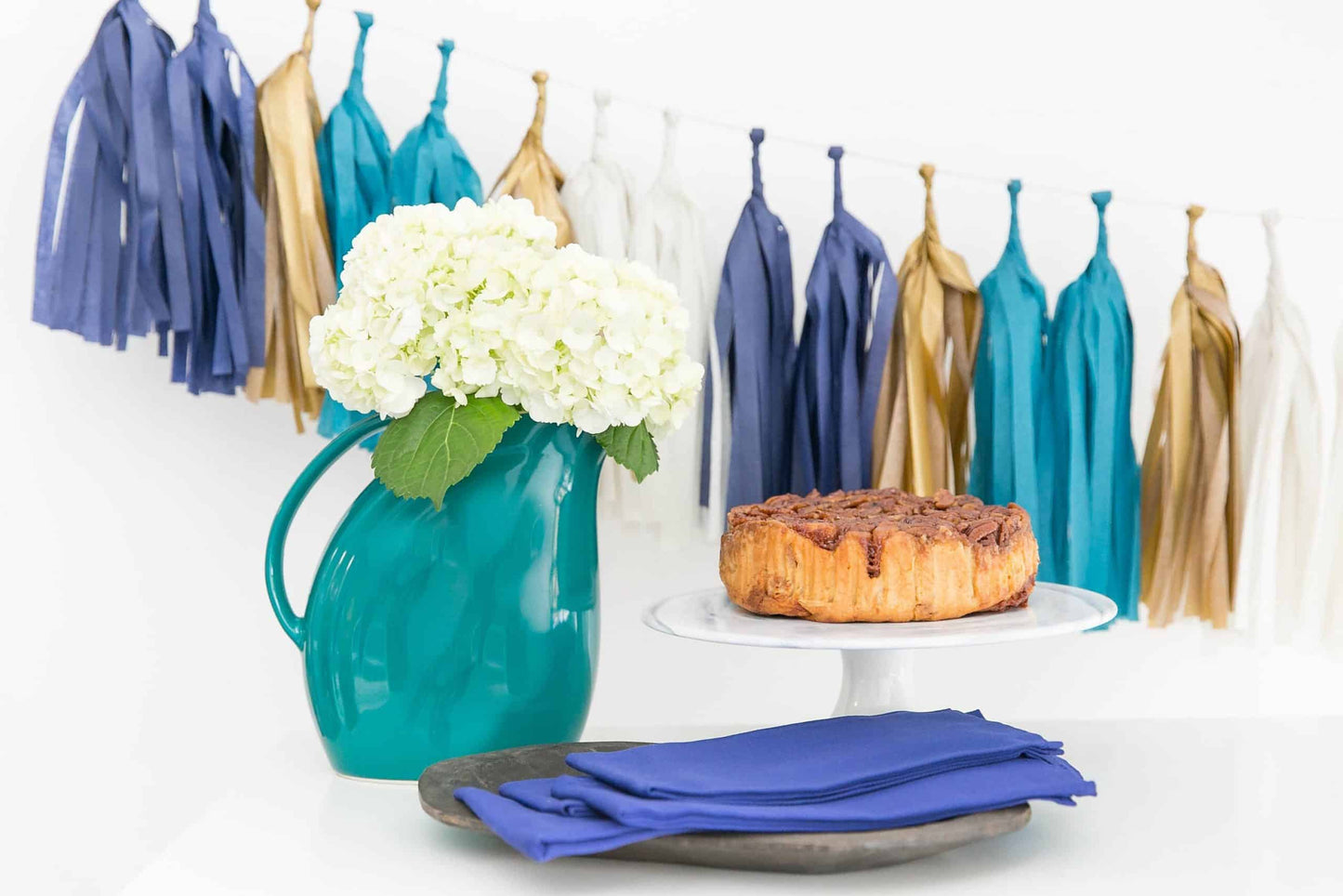 Indigo, Navy and Gold Tassel Garland