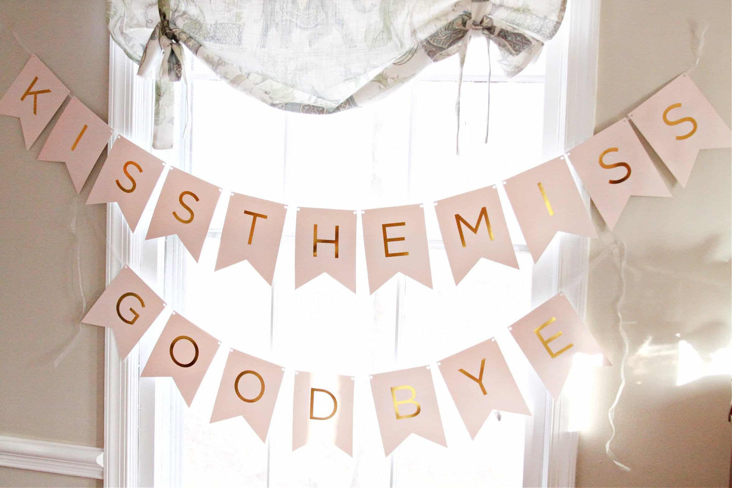 Kiss the Miss Goodbye Banner - Pink and Gold