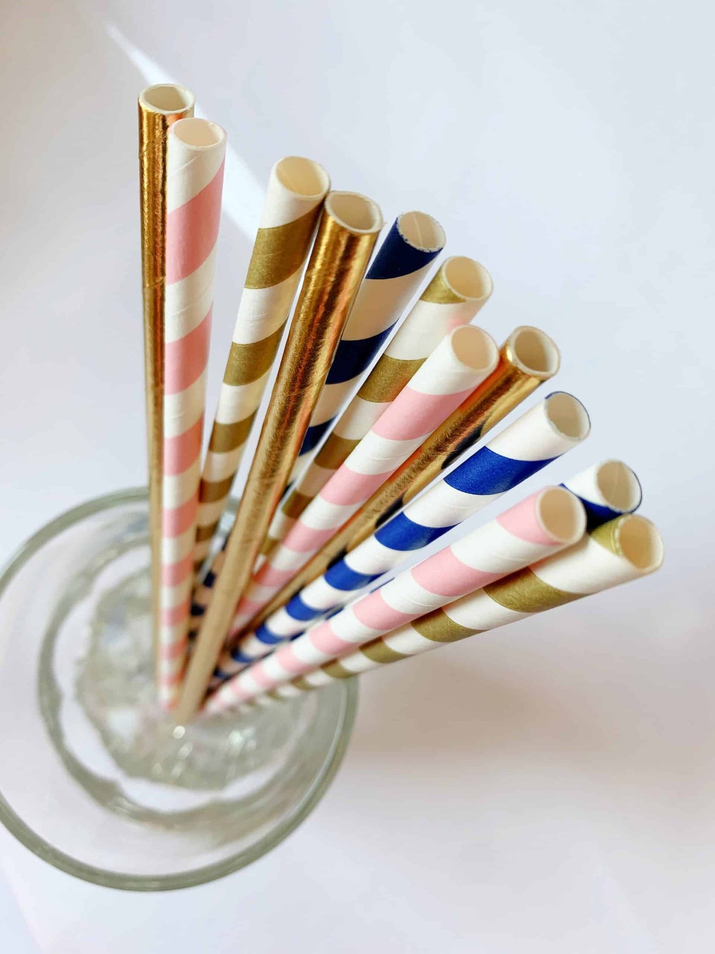 navy blush and gold gender reveal straws for a gender reveal party - trendy and use for so many themes.